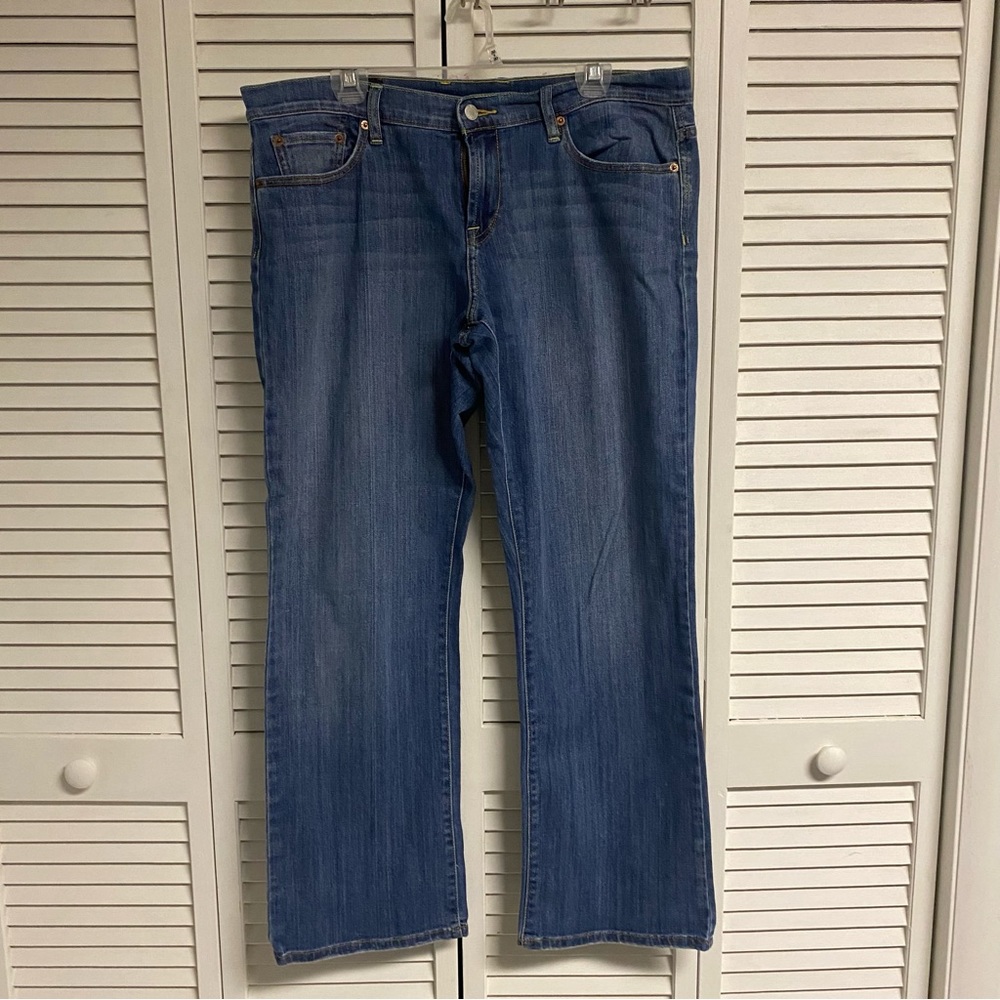 Lucky Brand Easy Rider Bootcut Womens Jeans Peace Sign Dark Wash Size 14 Reg